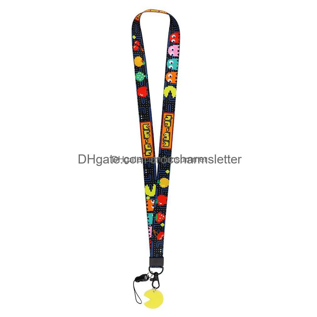 shoe parts accessories lb2115 cartoon game print keychain lanyard for key camera whistle id badge holder cell phone neck strap hangi
