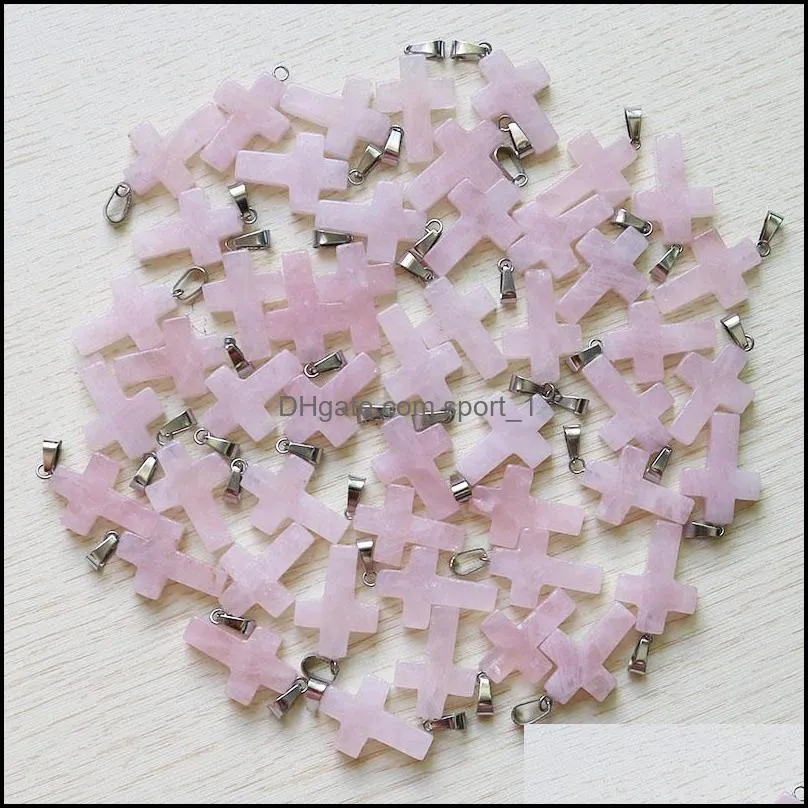 natural rose quartz stone crystal waterdrop heart pendant charm for women earring accessories jewelry making
