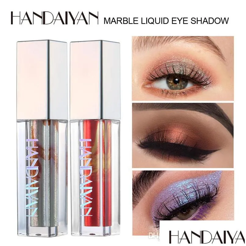 handaiyan holographic laser liquid eyeshadow 10 color glitter shimmer waterproof lasting pigment metallic satin eye makeup