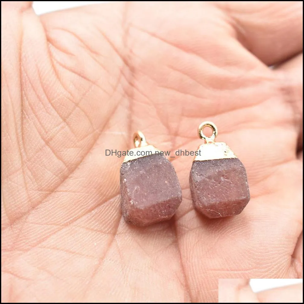 gold side natural crystal 10mm irregular stone pendant charms raw quartz blue pendants for jewelry making