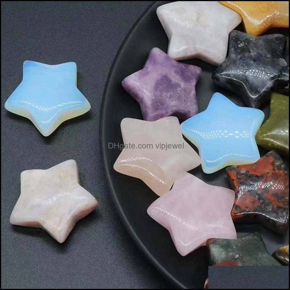 3cm natural stone pentagram statue rose quartz amethyst healing crystal gemstones star pattern mini ornament aquarium decor