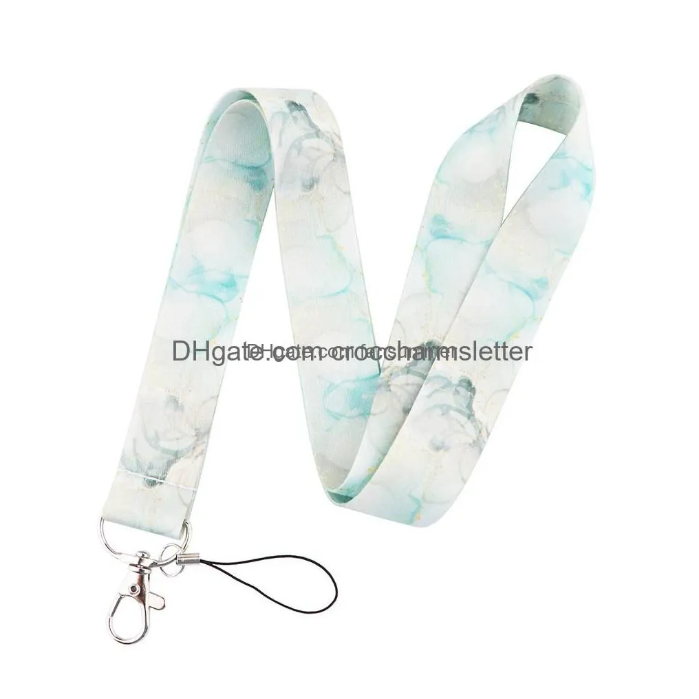 shoe parts accessories marble grain printed neck strap keychain lanyard for keys id card badge holder keycord diy hanging rope mobil