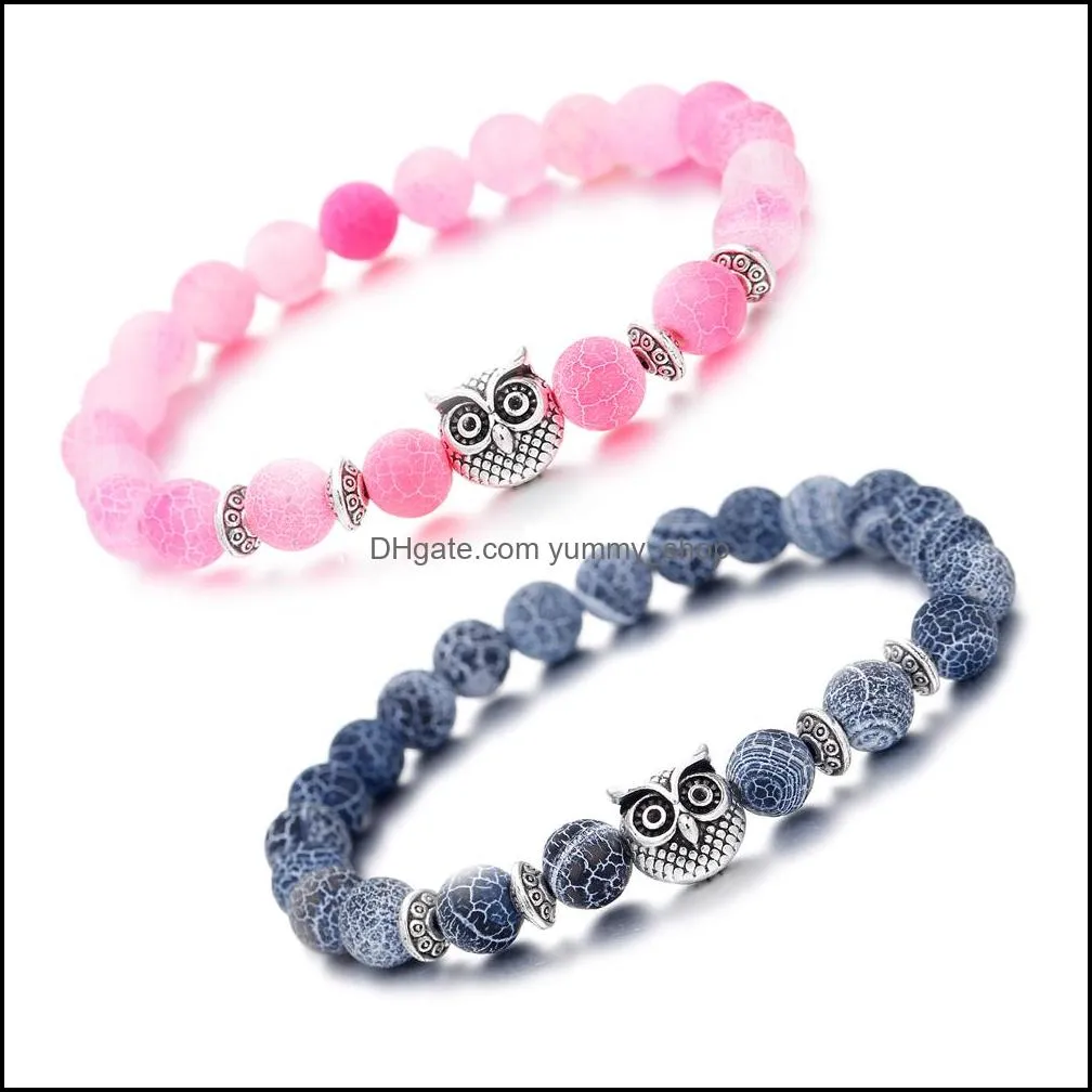 inner peace heart healing amethyst stone owl beaded strands hand bracelet 8mm energy beads purple gemstone silver for women and men