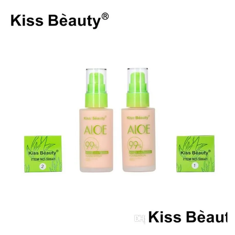 40ml aloe foundation powder kiss beauty liquid foundation makeup kiss face beauty foundation 2 colors