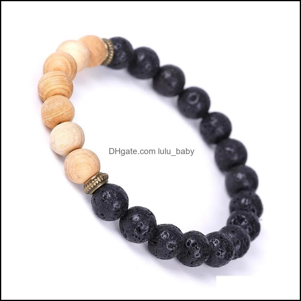 ice crack stone wooden beaded strand essential oil diffuser bracelet balance yoga friendships jewelry for women men