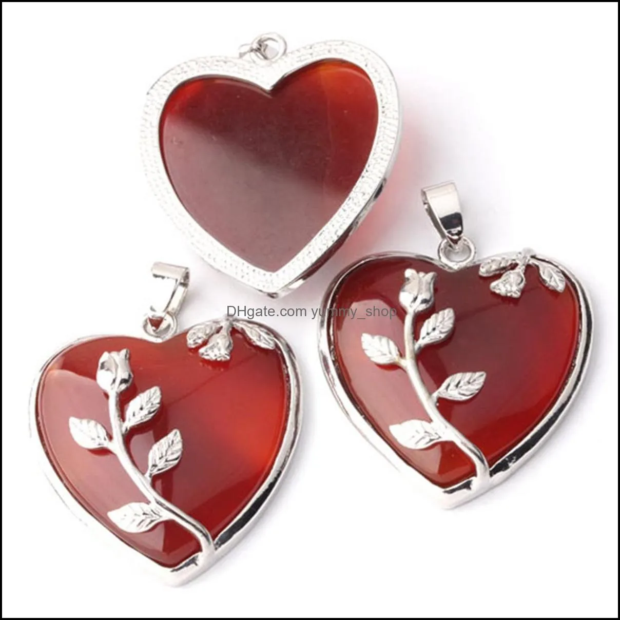 heartshaped pendant charm crystal natural stone necklace earrings jewelry making