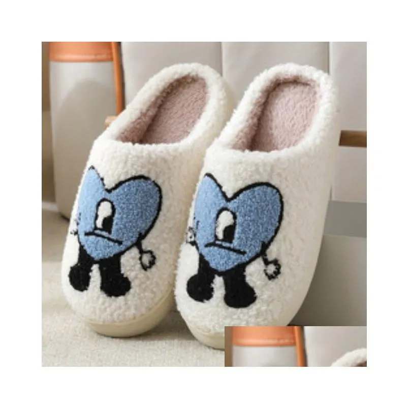 Slippers Fznyl Love Smile Happy Heart Bad House Bunny Christmas Plush Slides Evil Eye Smiley Face For Women 39S Drop Delivery Smtit
