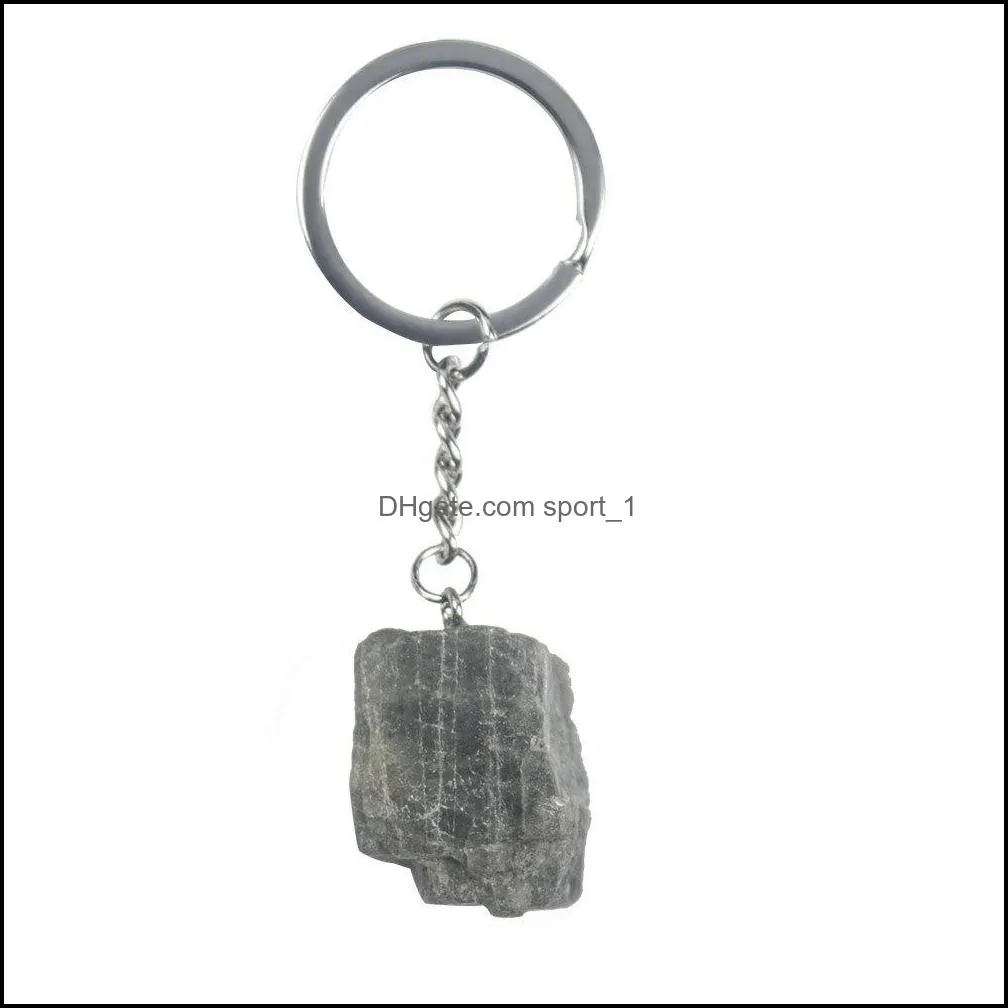 natural rough stone quartz keychain ring for women men handbag hangle car key holder raw mineral keyring jewelry