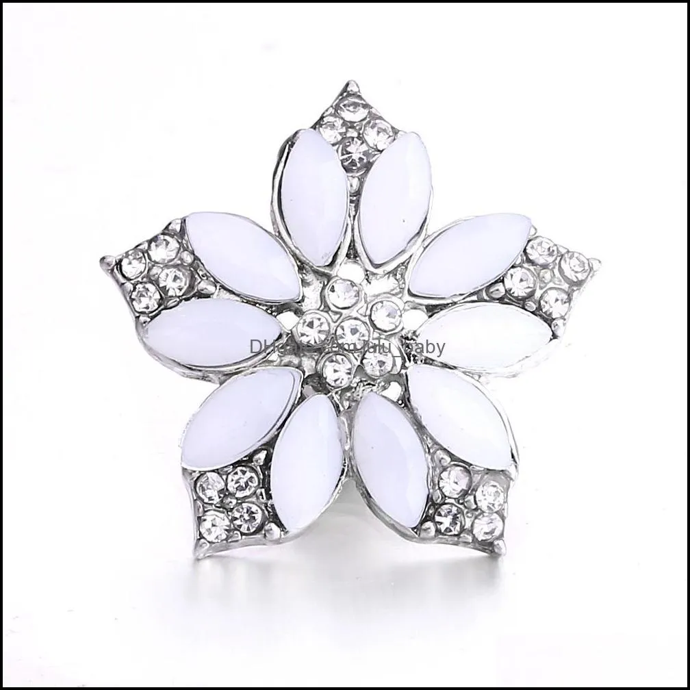 colorful flower crystal snap button jewelry components silver 18mm metal snaps buttons fit bracelet bangle noosa b1233 for women men
