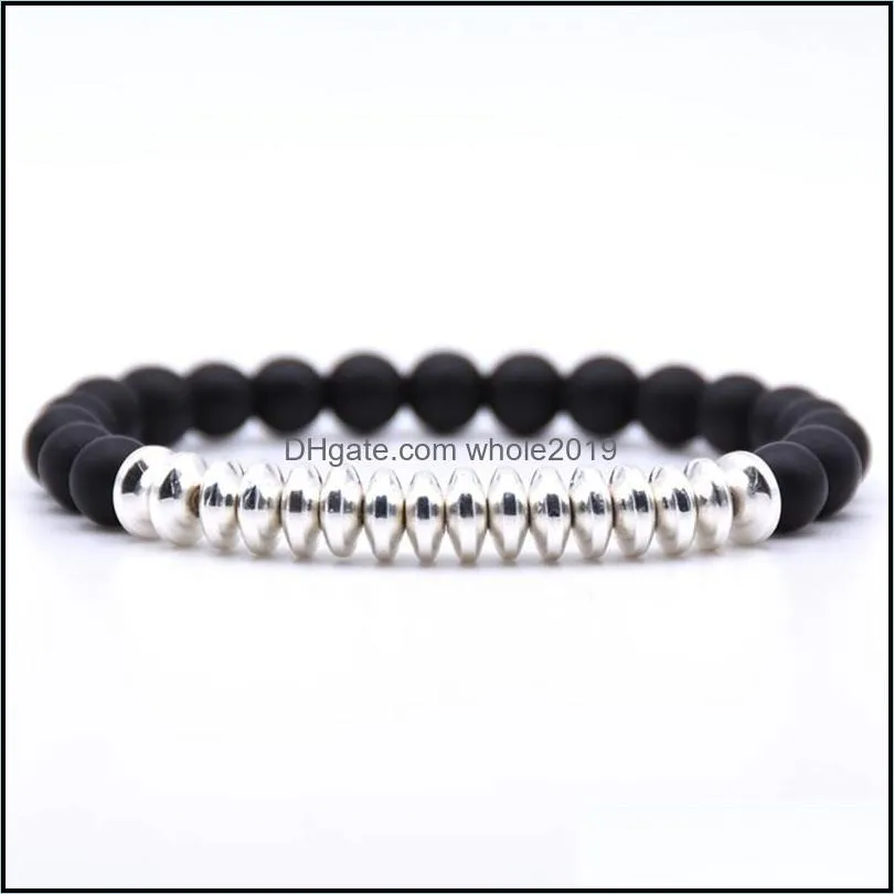 10pc/set natural black matte mala 8mm stone beads bracelet gifts for men women handmade jewelry