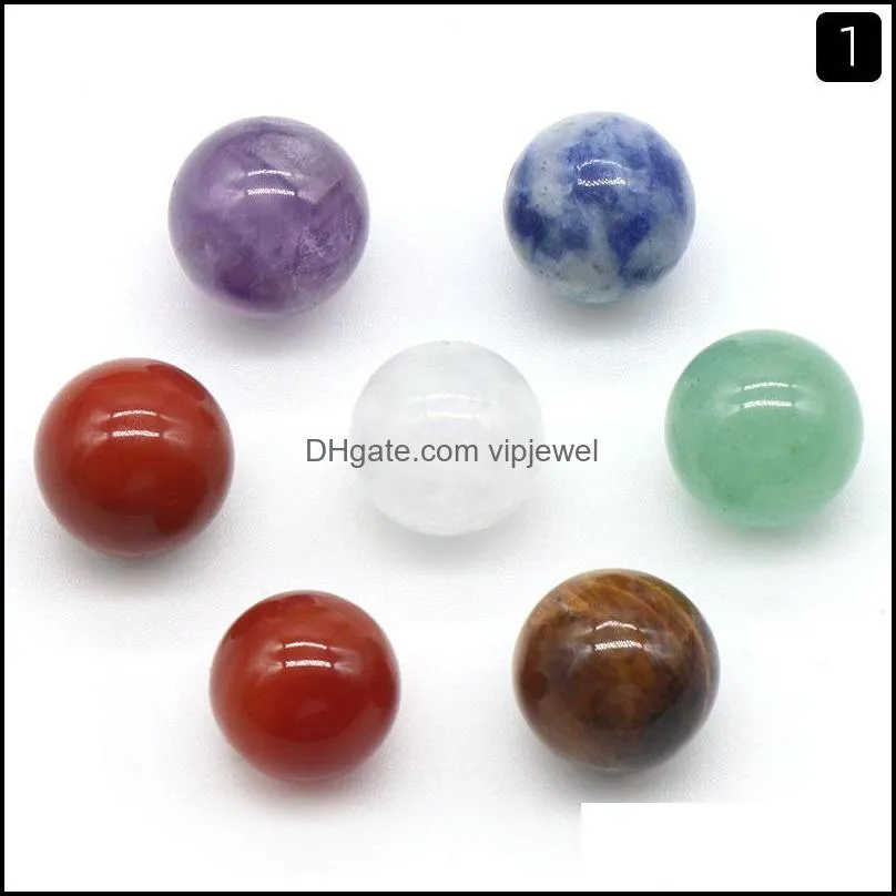 12mm 16mm 20mm round ball 7 chakras set natural stone yoga meditation ornaments beads healing energy charms crystal decoration gift