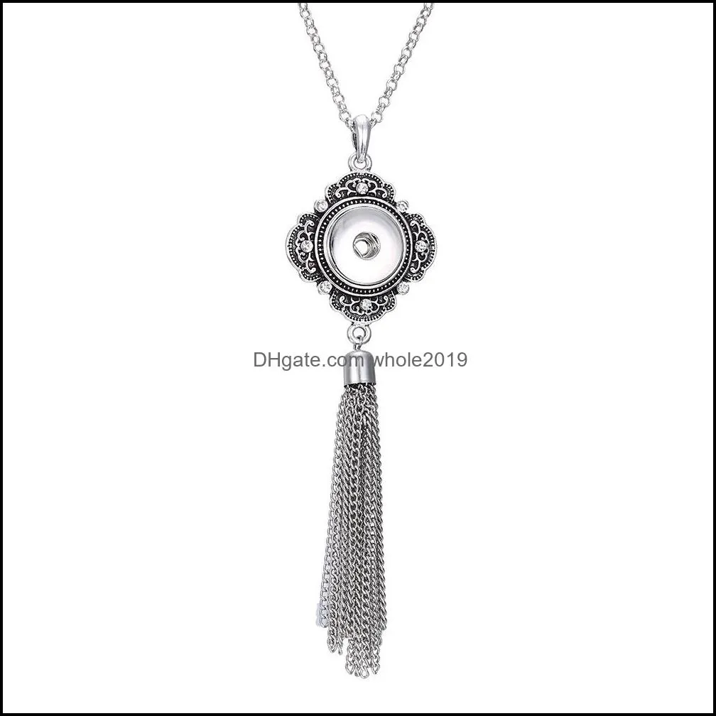 fashion crystal tassel necklace 18mm ginger snap pendant necklaces for women jewelry gifts
