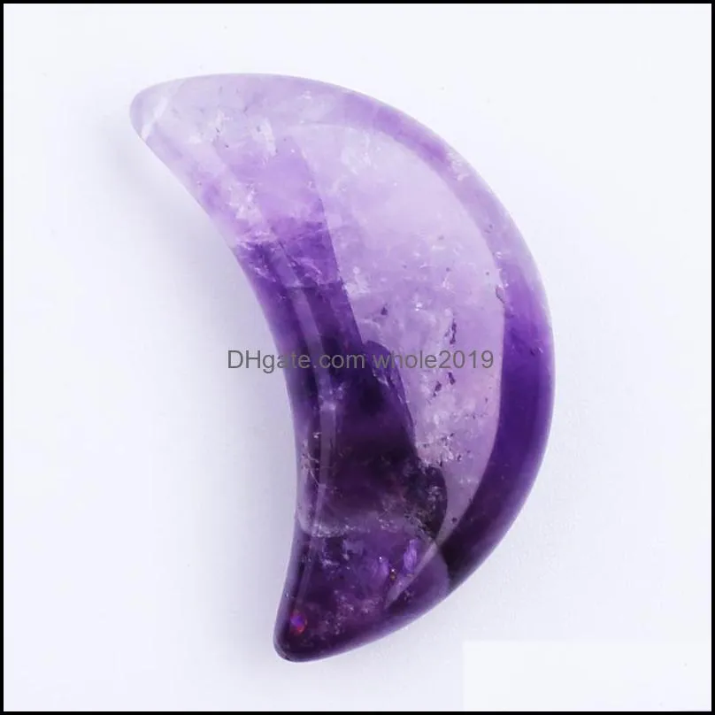 30mm natural crystal stone crescent moon colorfull mascot meditation chakra reiki healing gemstones polished gift use collection and home
