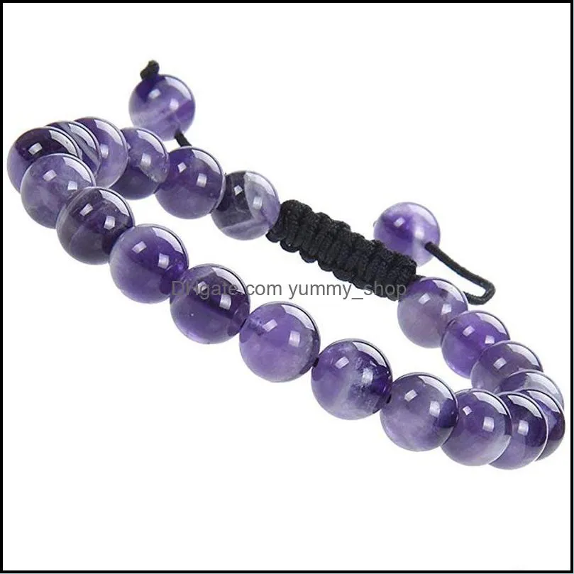 natural healing power gemstone jewelry crystal bracelets strands beads uni adjustable macrame 8mm