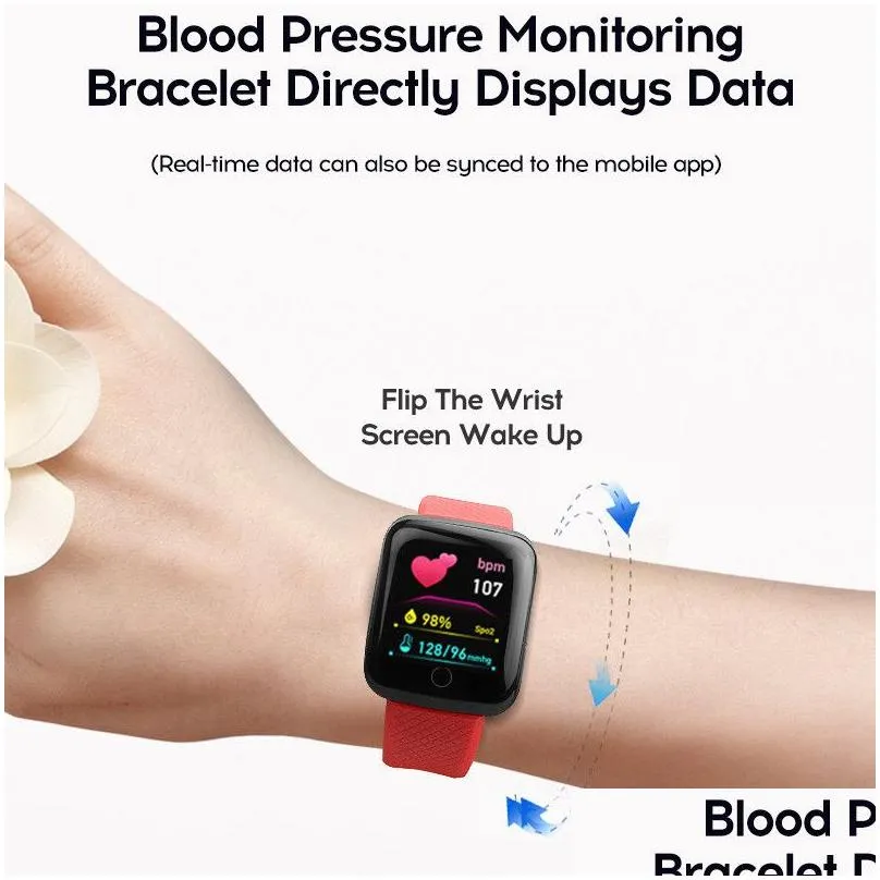 health gadgets 116plus bluetooth heart rate blood pressure monitor fitness tracker sports wristbands wearable devices pedometers smart