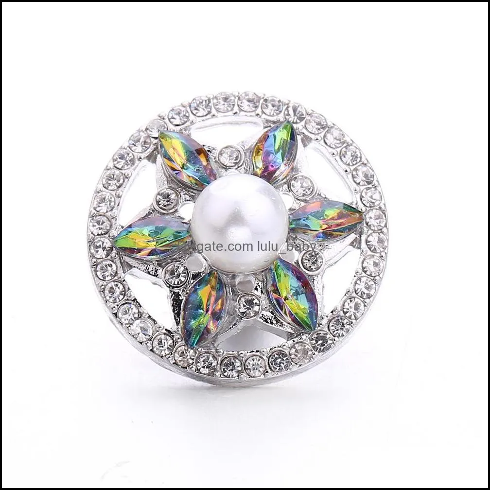snap button jewelry colorful rhinestone hollow components 18mm 20mm metal snaps buttons fit bracelet bangle noosa b1103
