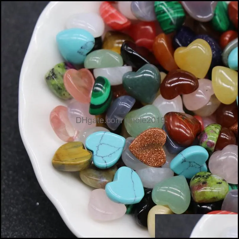 10mm flat back assorted loose stone heart shape cab cabochons beads for jewelry making wholesale