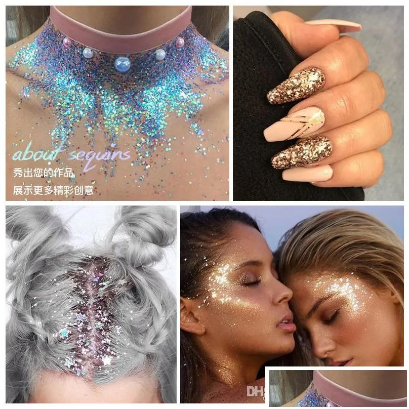 pudaier 34 color glitter eyeshadow sequins gel sparkly eye makeup shiny body sequins nails art diy shadow pallete