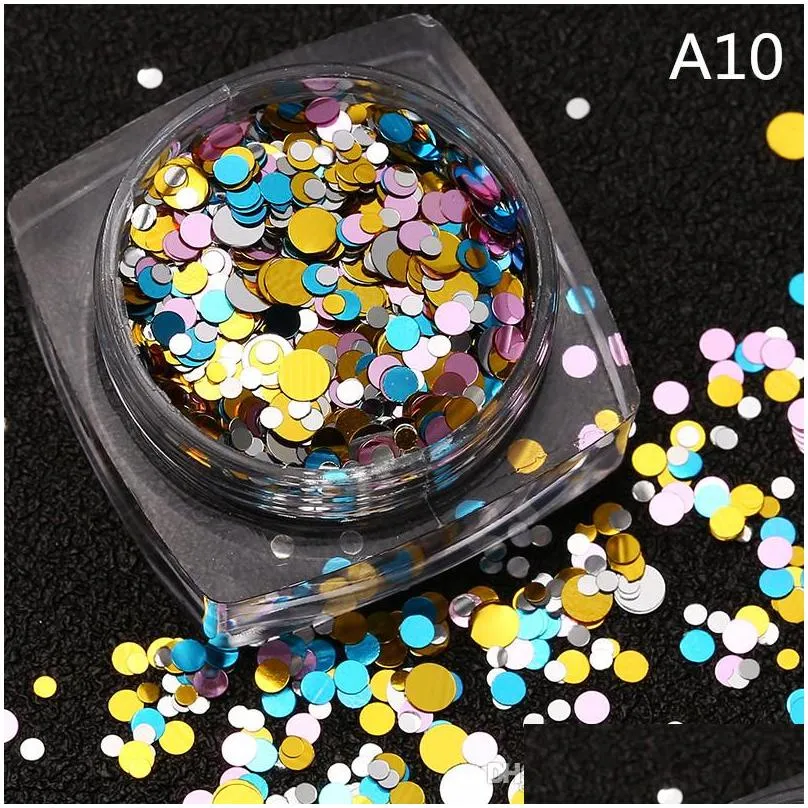 hot popular nail art nail metal mix colorful round sequins nail glitter stickers makeup beauty gifts