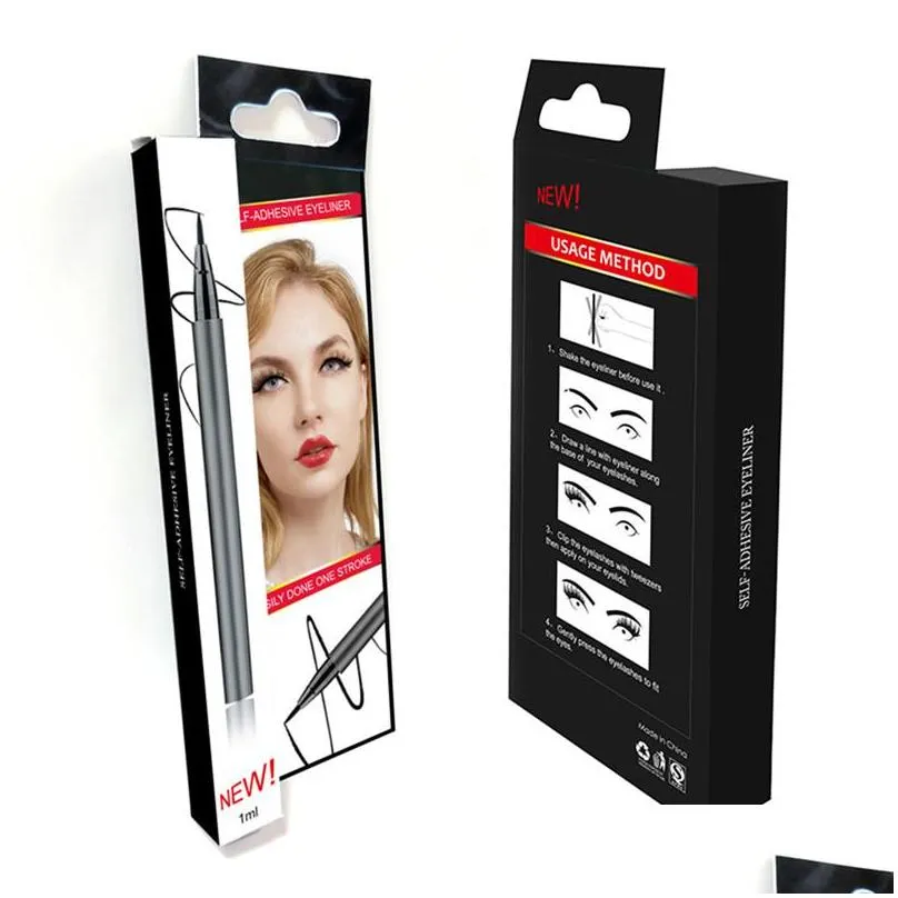 self adhesive liquid eyeliner pencil makeup eye liner no glue black eye liner pen eyes cosmetics