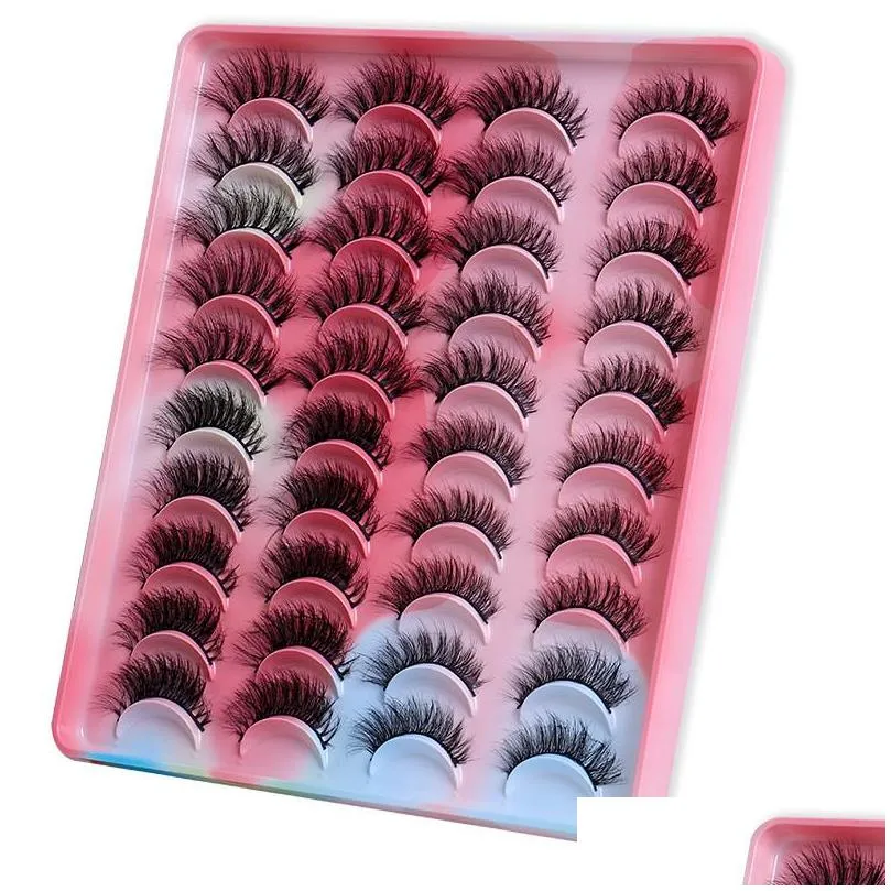 20 pairs 6d handmade natural false eyelashes soft fluffy dramatic full volume faux mink lashes thick makeup eyelash wholesale