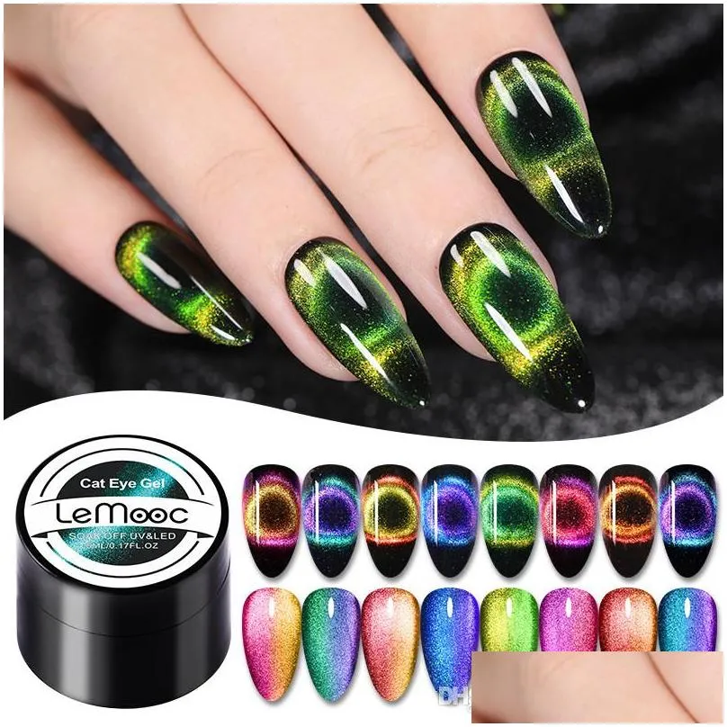 beauty lemooc 9d cat eye laser shining colorful uv gel nail polish soak off uv led magnet nail art lacquer varnish