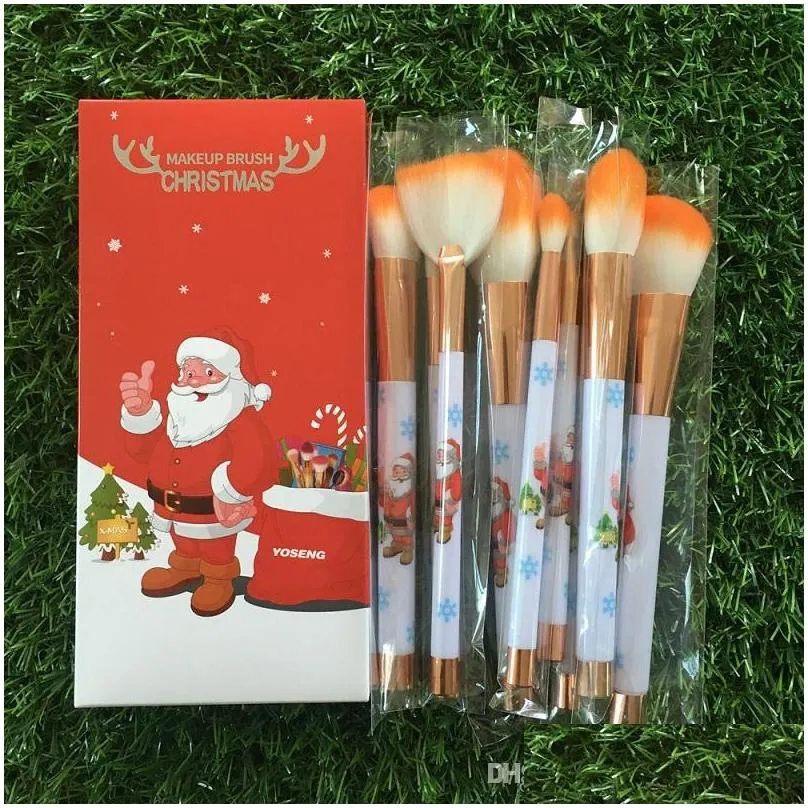 happy christmas makeup brushes set foundation blending power face eye brush cosmetic brushes tool kit girlfriend gift