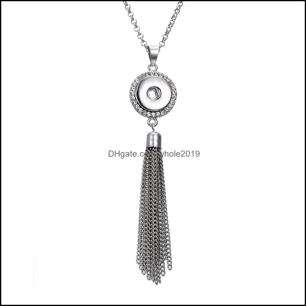 fashion crystal tassel necklace 18mm ginger snap pendant necklaces for women jewelry gifts