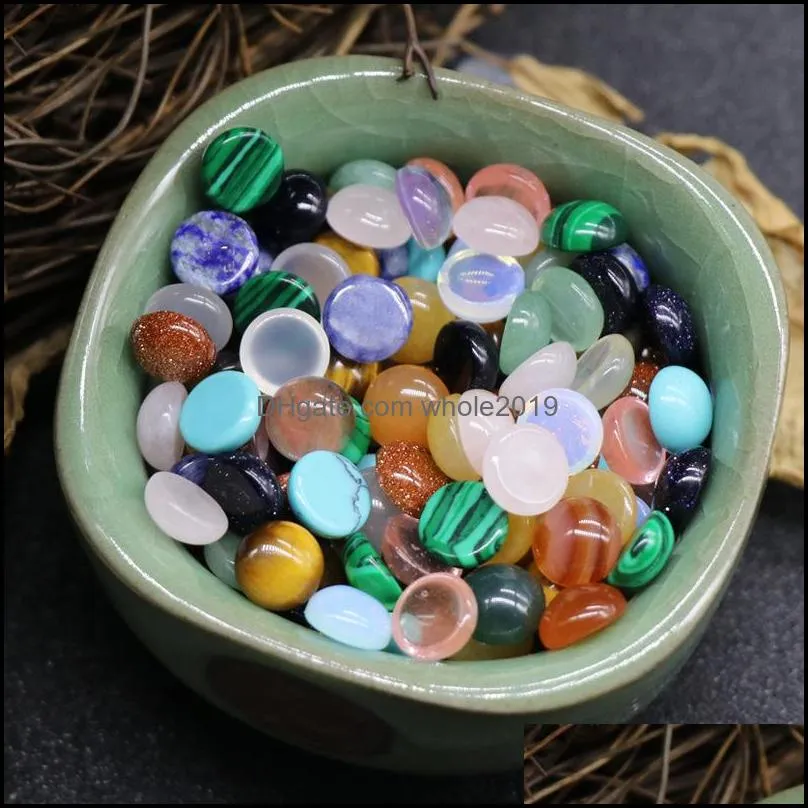 8mm flat back assorted loose stone round shape cab cabochons beads for jewelry making wholesale