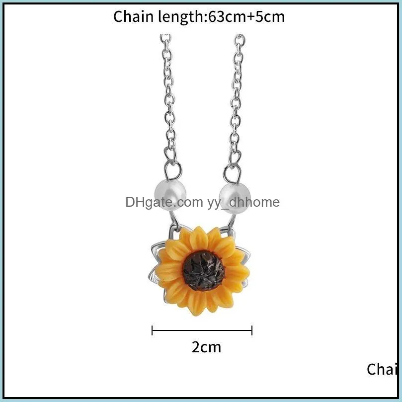 sunflower pendant necklace gold choker necklaces pearl neck chain fashion personalized accessory jewelry for women and girls