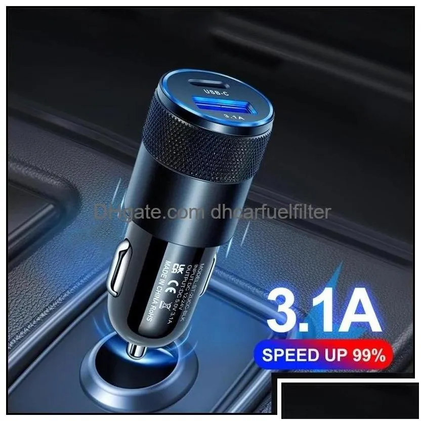Car  Usb Quick Car  15W 3 1A Type C Pd Fast Charging Phone Adapter For 13 12 11 Pro Max  Honor Drop Delivery 2021