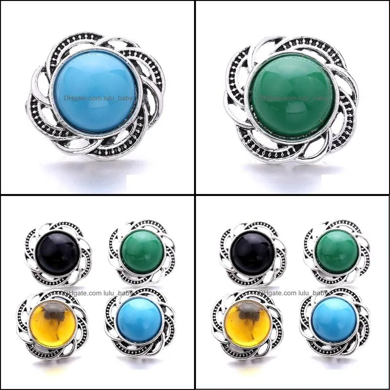 vintage snap button charms women jewelry findings acrylic 18mm metal snaps buttons diy bracelet jewellery wholesale