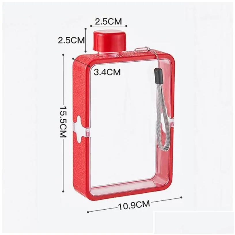 water bottles creative a5 drinking cups 380ml outdoor sports square plastic kettle portable fall resistant drinks bottle vtky2233 dr