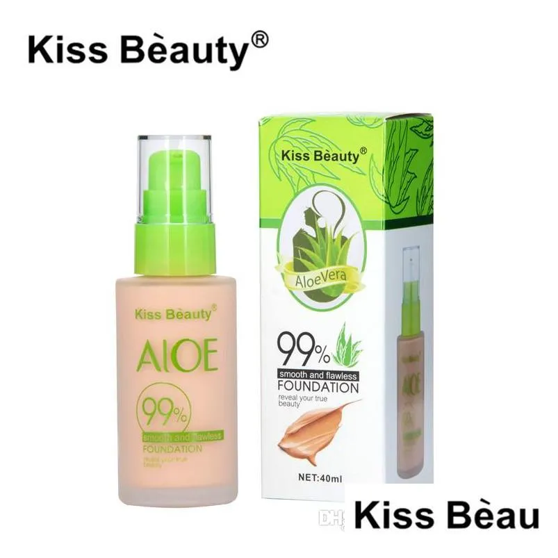 40ml aloe foundation powder kiss beauty liquid foundation makeup kiss face beauty foundation 2 colors