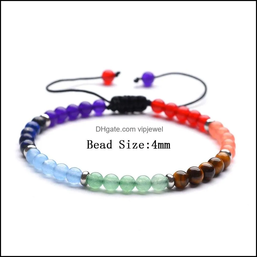 12pc/set natural 4mm 7 chakra beads weaving bracelet gifts for men women handmade yoga jewelry