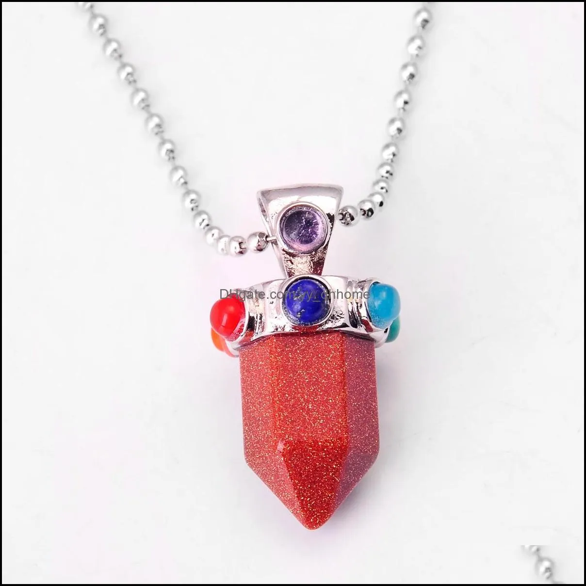 seven gemstone cylindrical gemstone pendant necklace european and american men and women popular models