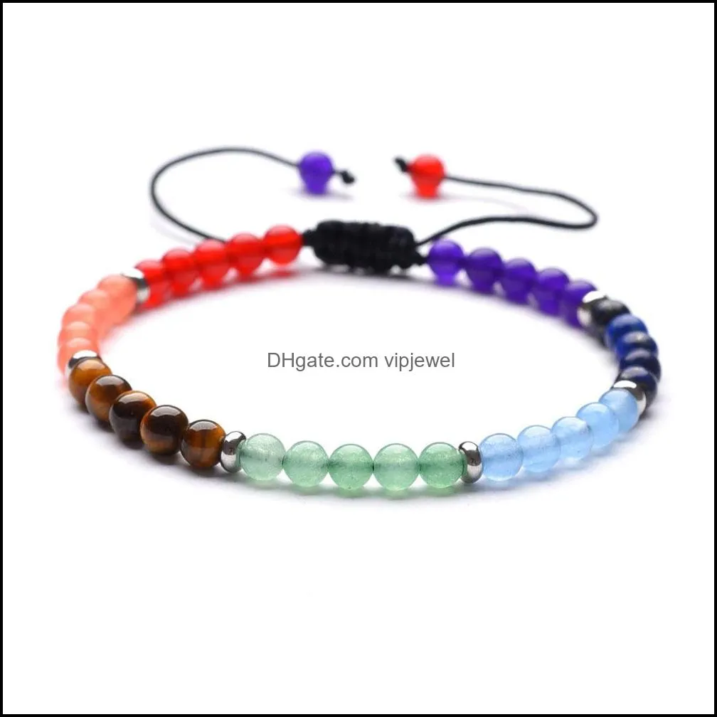12pc/set natural 4mm 7 chakra beads weaving bracelet gifts for men women handmade yoga jewelry