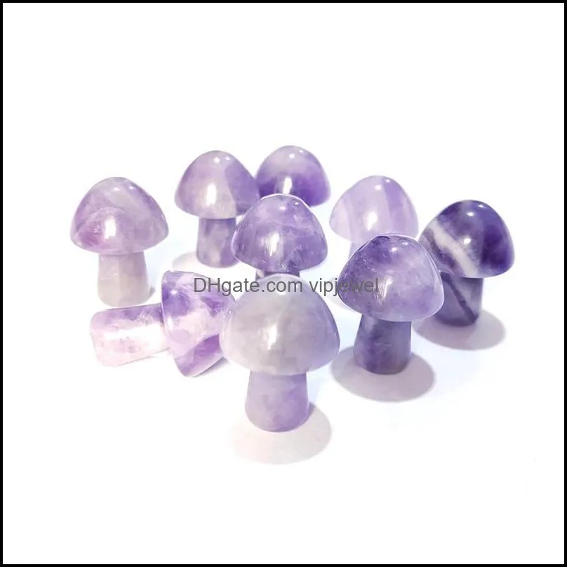 2cm amethyst carved mini mushroom stone crystal healing reiki mineral statue ornament home decor gift wholesale