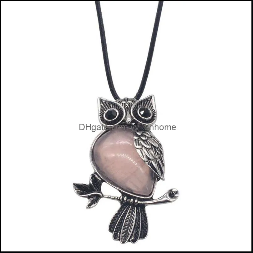 ladies owl healing pendant necklace mens spiritual energy gemstone necklace 19 12pcs