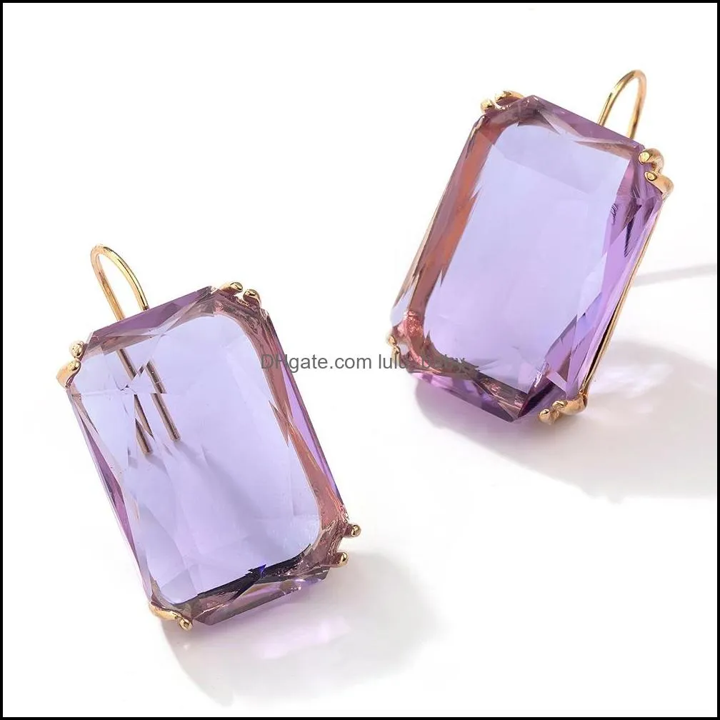 gold color studs glass crystal rhinetsone stud earrings for women square zircon earings jewelry wedding gift