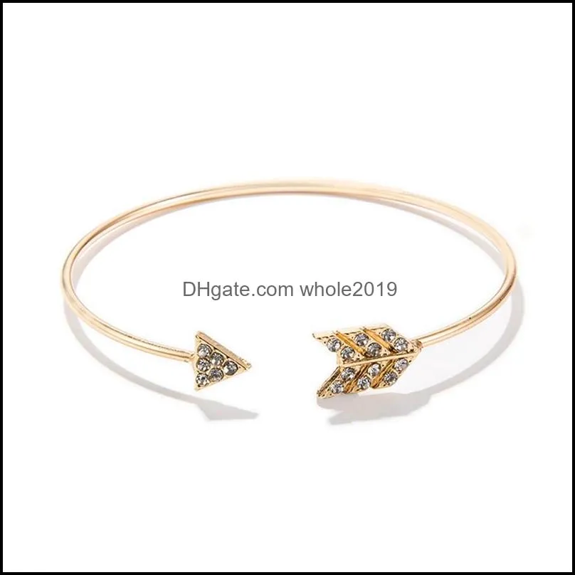 5pcs simple personality twig ring diamond arrow combination adjustable cuff open bracelet stackable wrap bracelet set womens girls