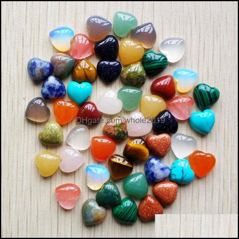 reiki 10mm heart quartz loose stone cab cabochons seven chakras beads for jewelry making healing crystal wholesale