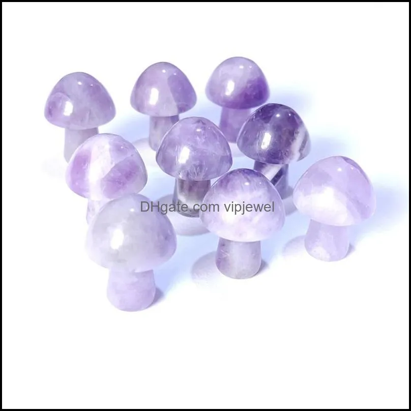 2cm amethyst carved mini mushroom stone crystal healing reiki mineral statue ornament home decor gift wholesale