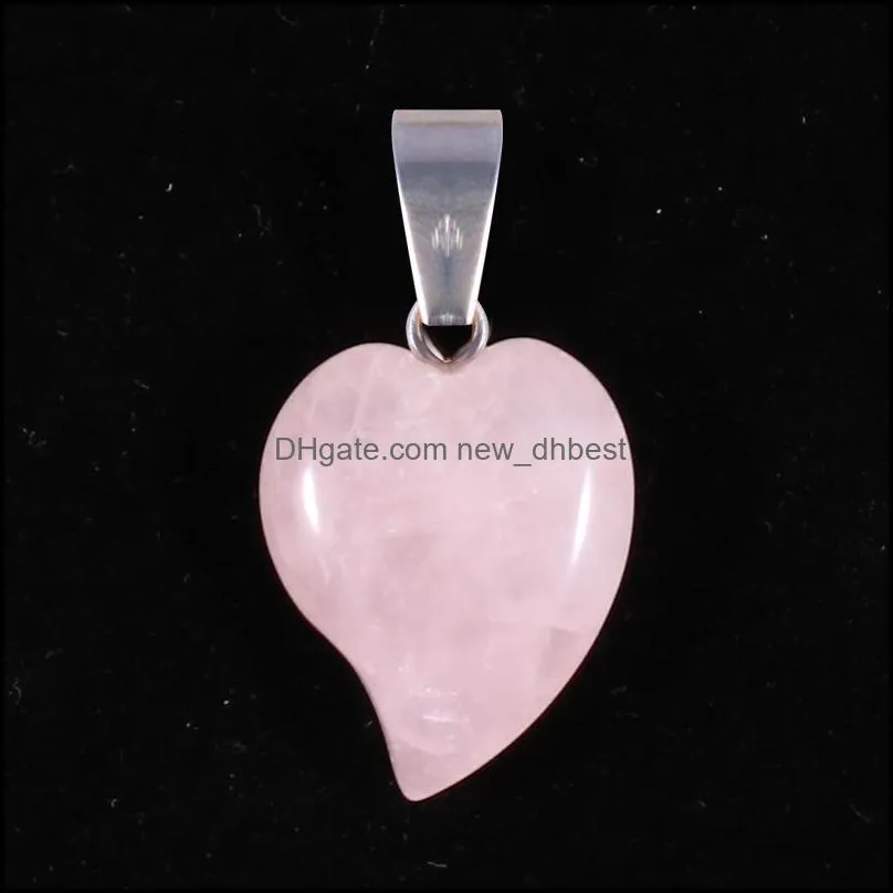 custom assorted quartz small heart charm necklace pendant diy jewelry healing crystal hearts shaped stone pendants