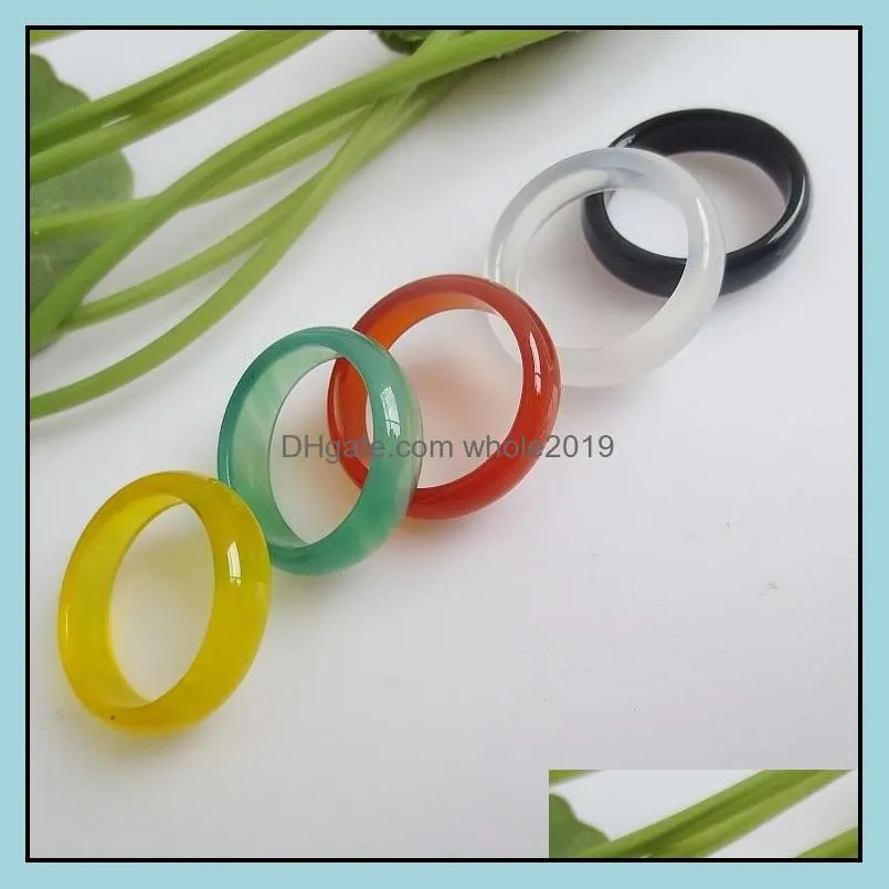 fashion glass ring synthetic jade agate stone jewelry hand circle for women men