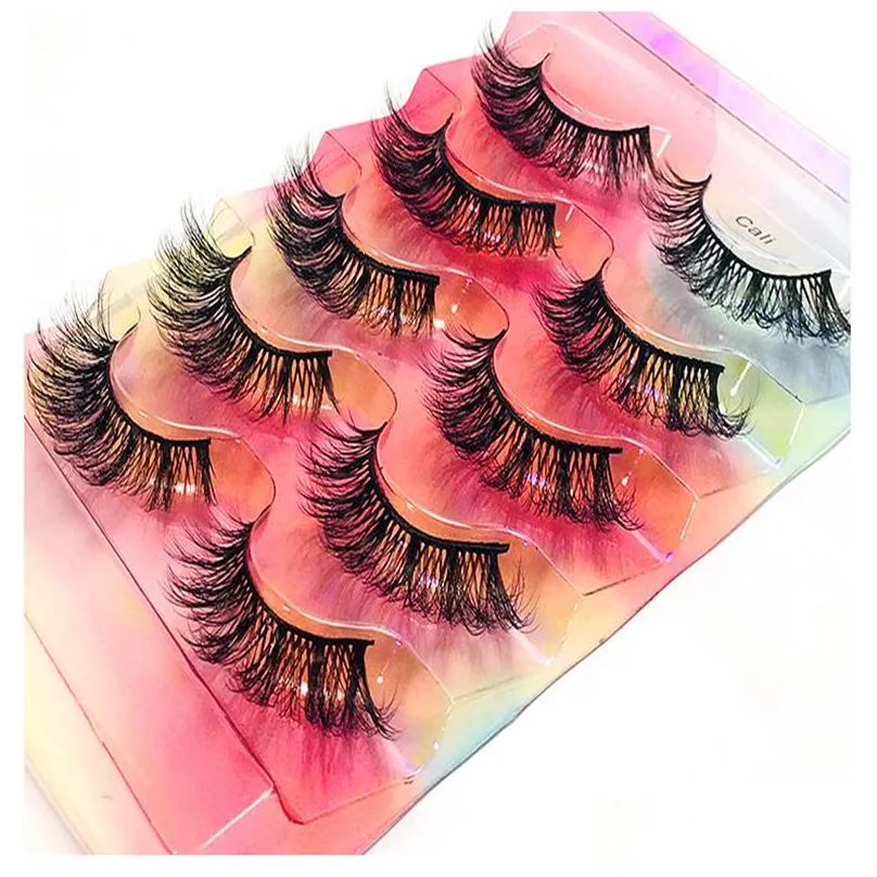 8d dazzling colors false eyelashes colorful crisscross messy lashes thick exaggerated colored faux mink 5 pairs eyelashes