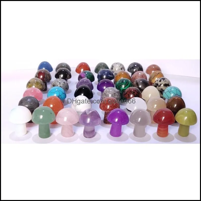 natural stone carved crystal mini mushroom healing reiki mineral statue crystal ornament home decor gift specific colors