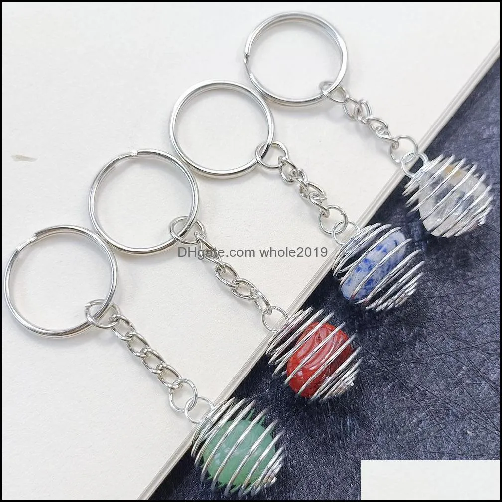 planet seven chakra keychain irregular natural stone amethysts crystal quartz key rings pendant keyrings bag accessories jewelry