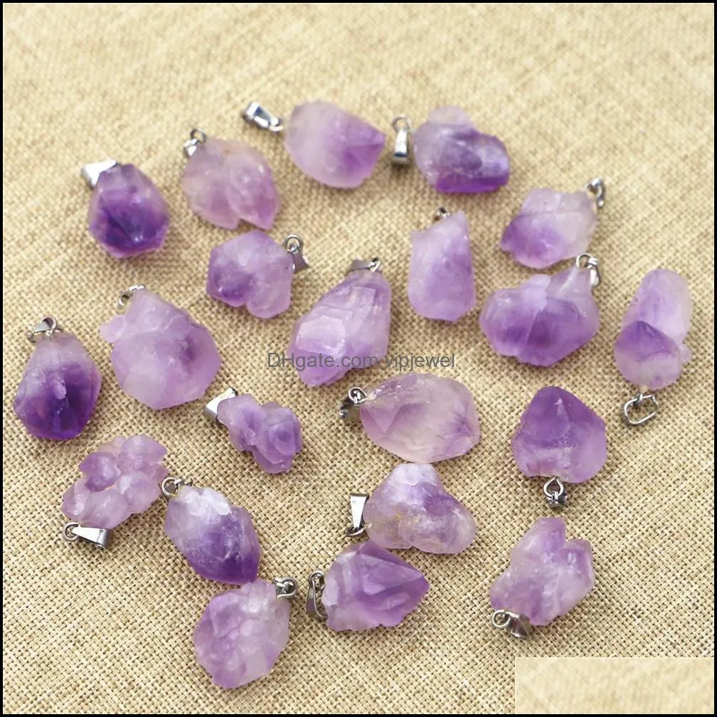 natural stone amethyst irregular shape charms pendants for healing crystals stones jewelry making