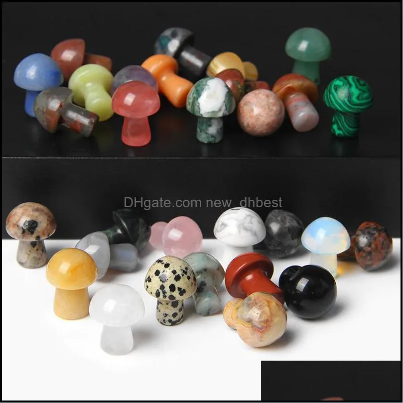polished natural stone carved crystal mini mushroom healing reiki mineral statue crystal ornament home decor gift mix colors